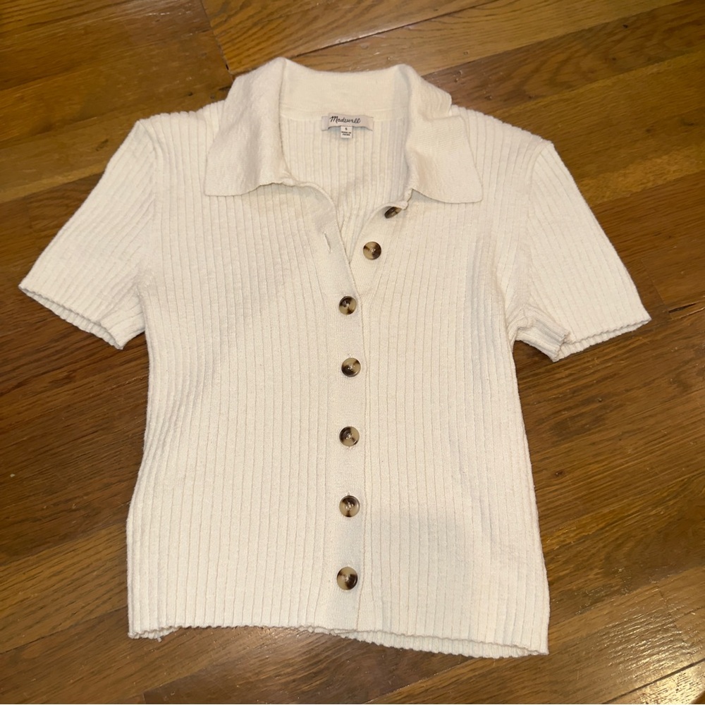 Madewell Barbrook Button-Front Sweater Polo in Ivory S Sold Out